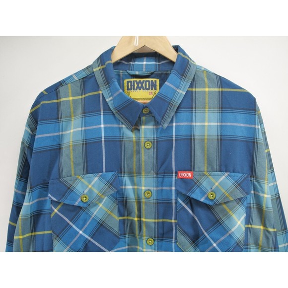 Dixxon Flannel Co “The‎ Complex” Men's Shirt Size 2XL Blue plaid button up - Picture 2 of 10